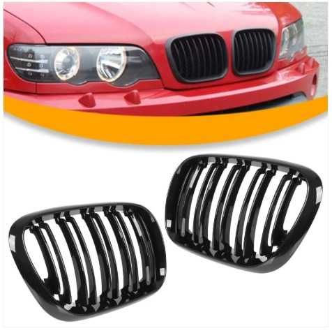 Grile Nari Duble M BMW X5 E53 Pre-lci Non-facelift (99-03), Negru Lucios, Radus