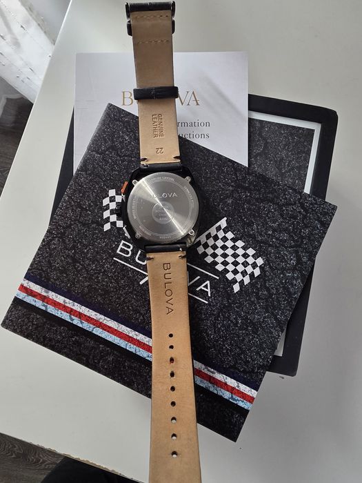 Bulova Racer Chronograph 98B428,stare buna,curea piele neagra