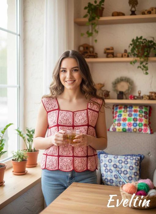 Vesta crosetata handmade, unicat, model traditional