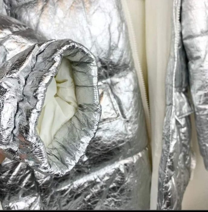 CALVIN KLEIN  Silver Quilted Hooded Oversized Puffer Jacket Coat XL