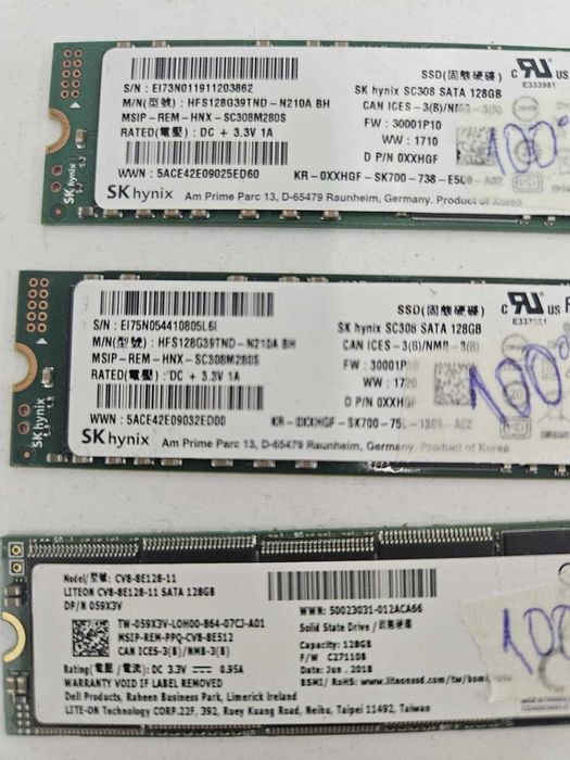 SSD M.2 2280 SATA III NVME 128GB SK Hynix LiteON