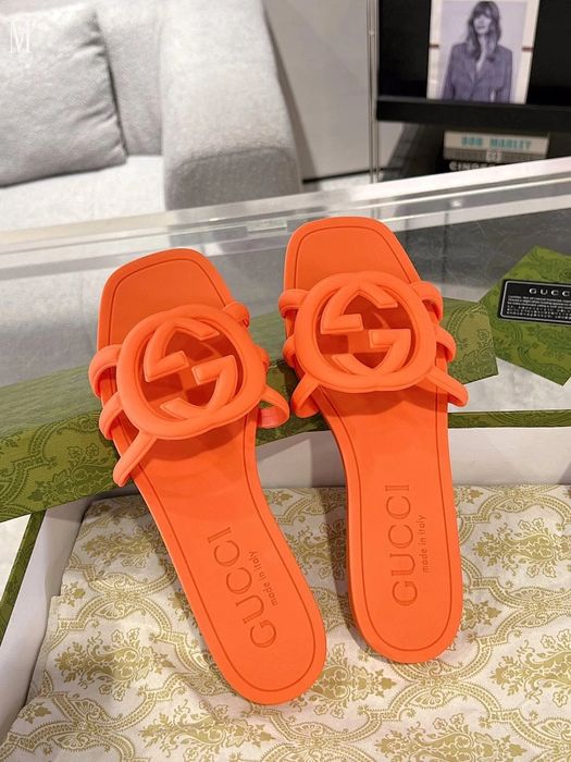 GG Interlocking G Rubber Slide - Orange