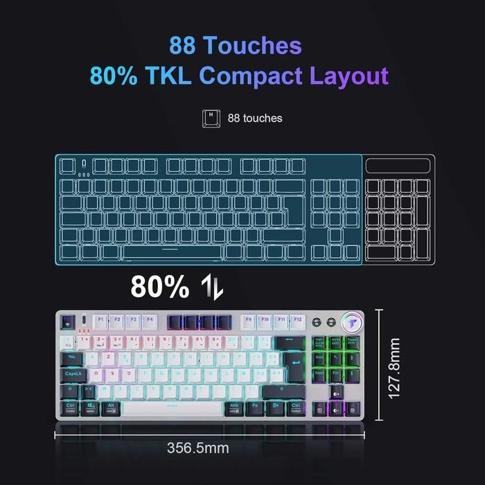 Tastatură mecanică gaming TECURS MK208 wireless,80%,red switch,AZERTY