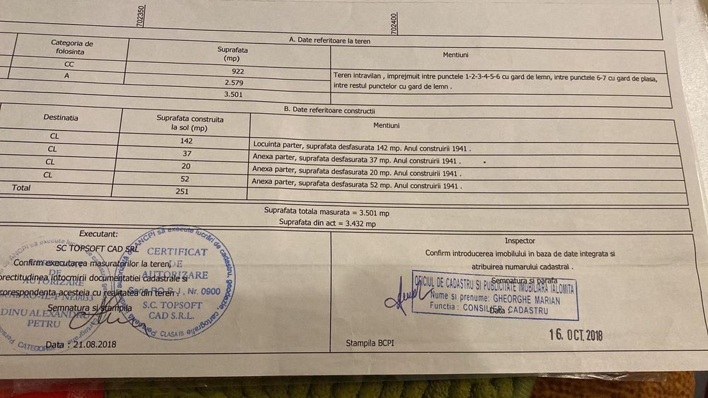 Teren cu casa bătrânească Ograda deschidere 40 m, 3500 mp