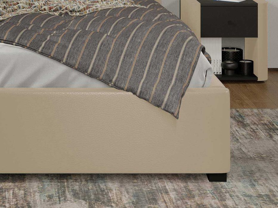 Pat Tapitat Cico 190 rabatabil 170x114 C1 din piele/stofa Crem Nube 4