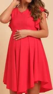 Rochie vaporoasă roșie pentru gravide și alăptare