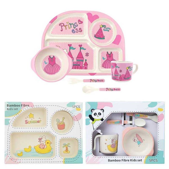 Детски Сервиз за Хранене 5 Части, От Бамбукови Фибри