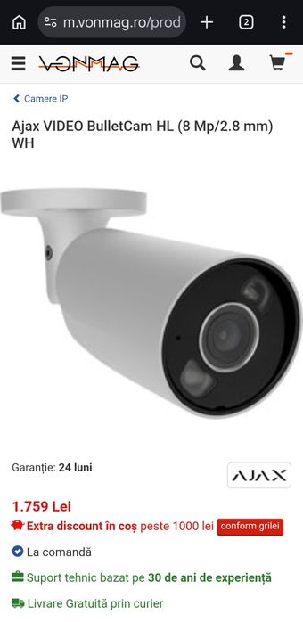 Camera Ajax 8MP 4K Bullet HL