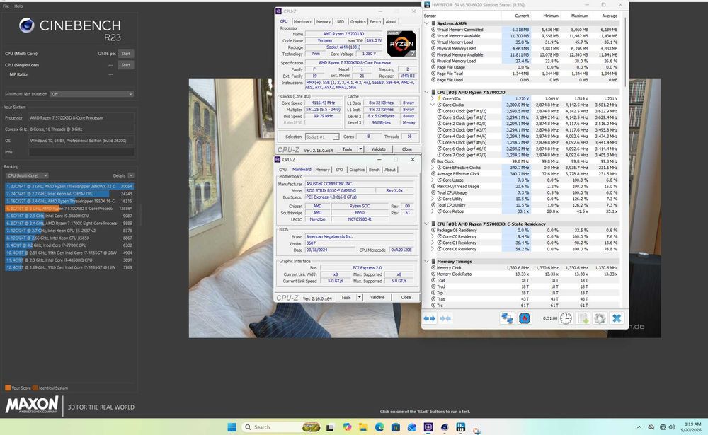 AMD Ryzen 7 5700X3D 8-Core 16-Thread 4.1GHz + ASUS ROG Strix B550-F Gaming AM4