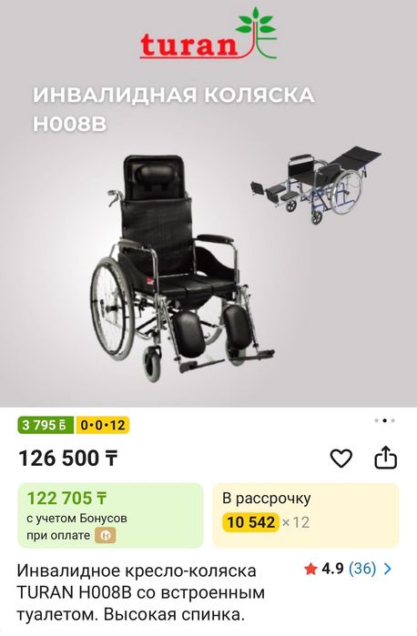 Кресло-коляска инвалидное с туалетом