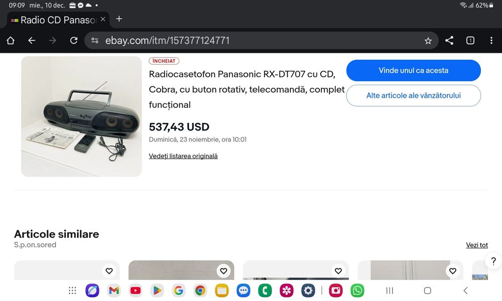 Panasonic RX-DT707 Cobra Series. Cap serie. Bijuterie audio. Preț fix!