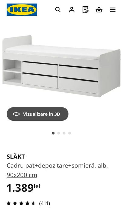Ikea Pat 1 persoana 90×200