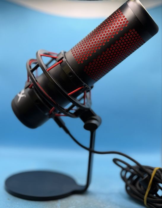 Микрофон HyperX QuadCast, USB, стерео/всепосочно/кардиоидно/двупосочно, сензор Tap-to-mute