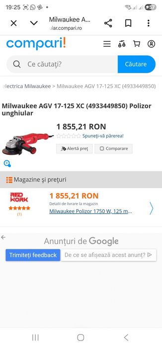 Polizor milwaukee AGV 17 125 XC