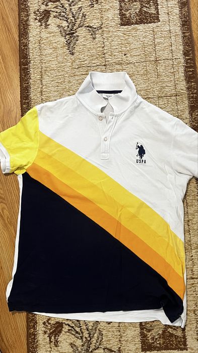 Оригинална мъжка тениска с яка US Polo Assn. – Цветен дизайн