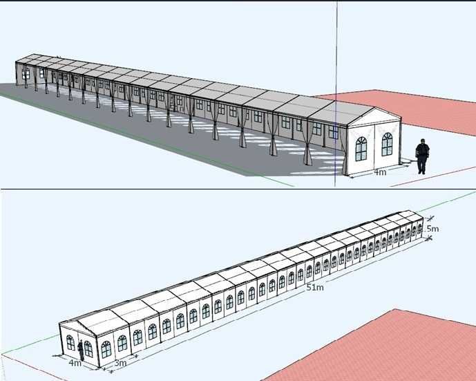 Тента тип Пагода за събития  4×51 м с подова система – като нова