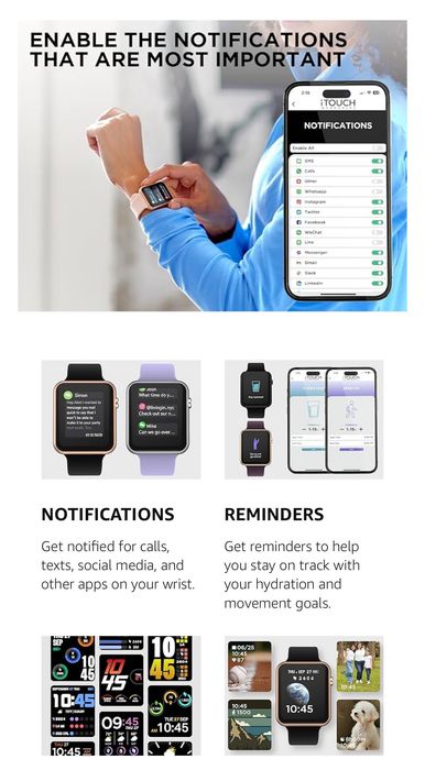Нов Мъжки Смарт часовник iTouch Air 4 - Bluetooth Connectivity