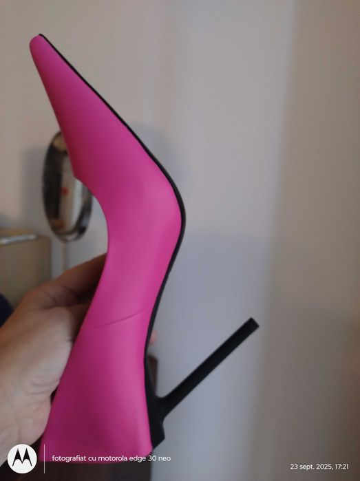 Ba-len-ci-a-ga, pantofi roz cu toc, 40