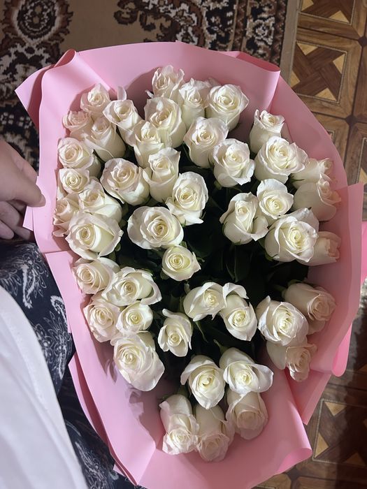 белые голландские розы