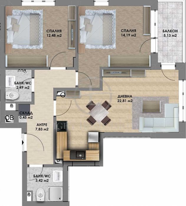 Продава се Тристаен апартамент в Пловдив, Христо Смирненски - 96 кв.м за 927 €/кв.м - Снимка #1