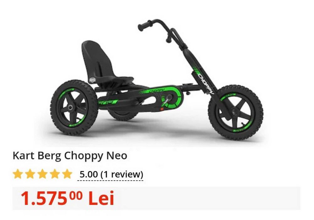Cart (kart) cu pedale pentru copii BERG Choppy, 3 roți - maro