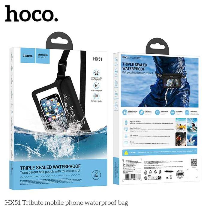 Hoco HX51 Тройная водонепроницаемая поясная сумка чехол для смартфонов