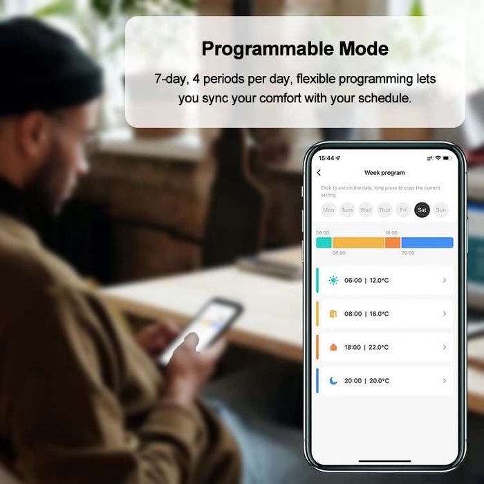 Termostat smart KETOTEK pt calorifer, compatibilă cu aplicații smart