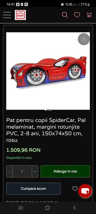 Vând pat copii spiderman