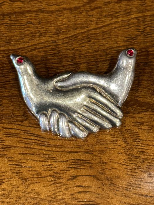 Broșa/Pandantiv din argint 925/vechi - porumbel simbolul păcii Israel