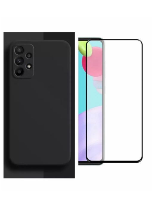 Samsung A51 A52S A53 A54 A56 Husa Silicon Catifea si Folie Sticla 11D