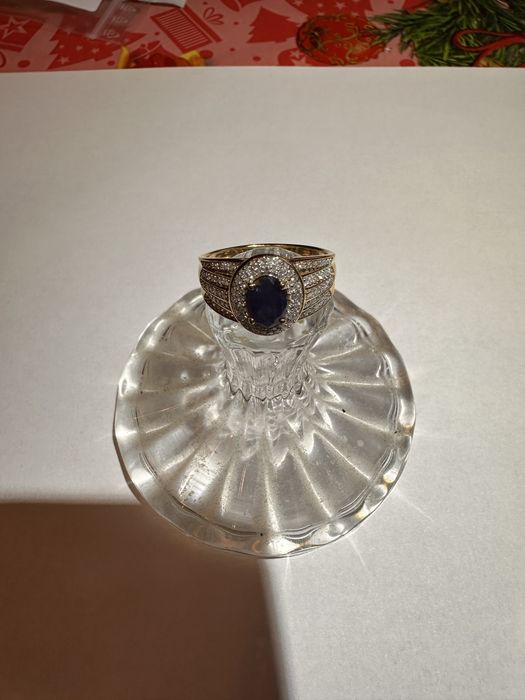 Inel aur cu safir si diamant 18k