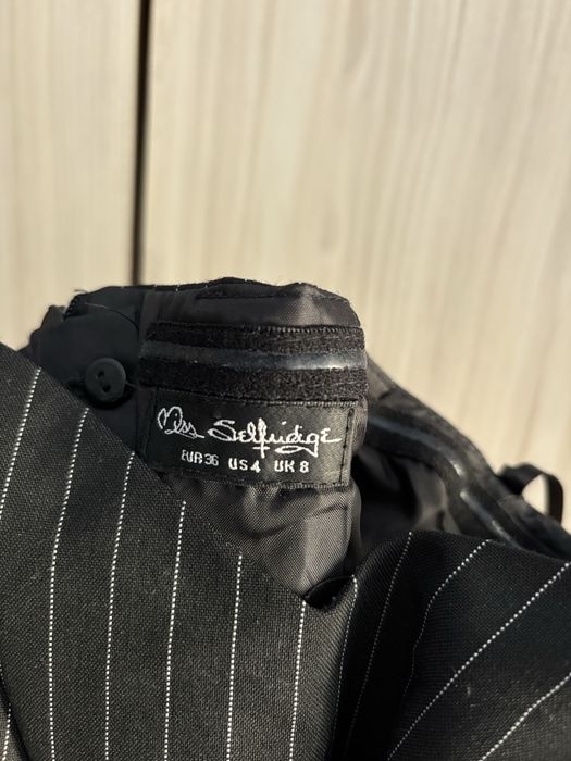 Черен елегантен гащеризон с фино райе