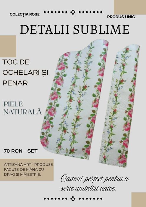 Etui pentru ochelari și penar - piele naturală
