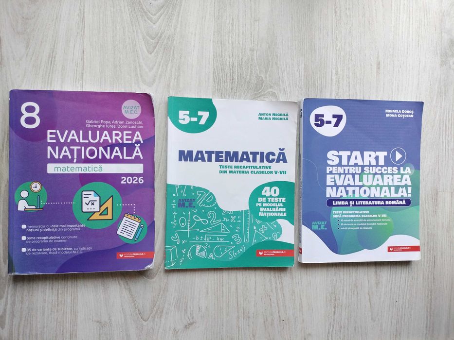 Culegeri pentru Evaluarea Națională clasa a 8-a, lb romana si matematica, Edituri Art Klett/ Booklet/ Paralela 45