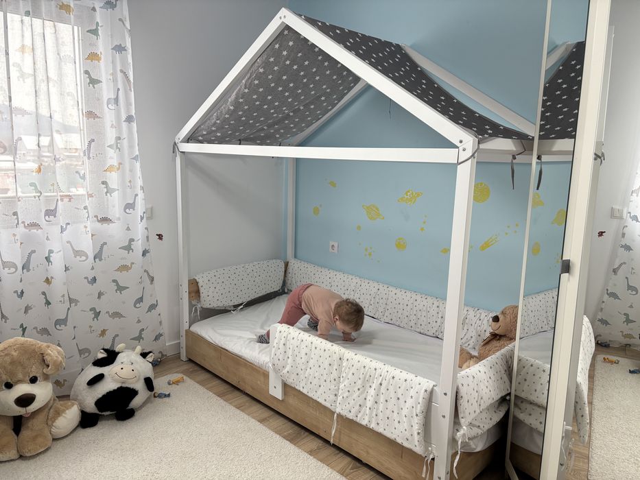 Pat casuta cu toate accesorile  100x200