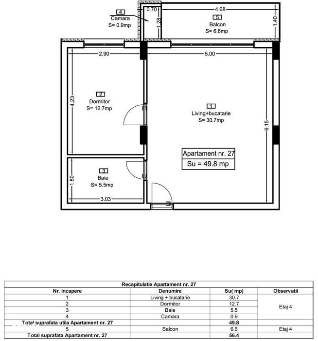 Ap 27 Teilor Residence - 2 camere FINISAT