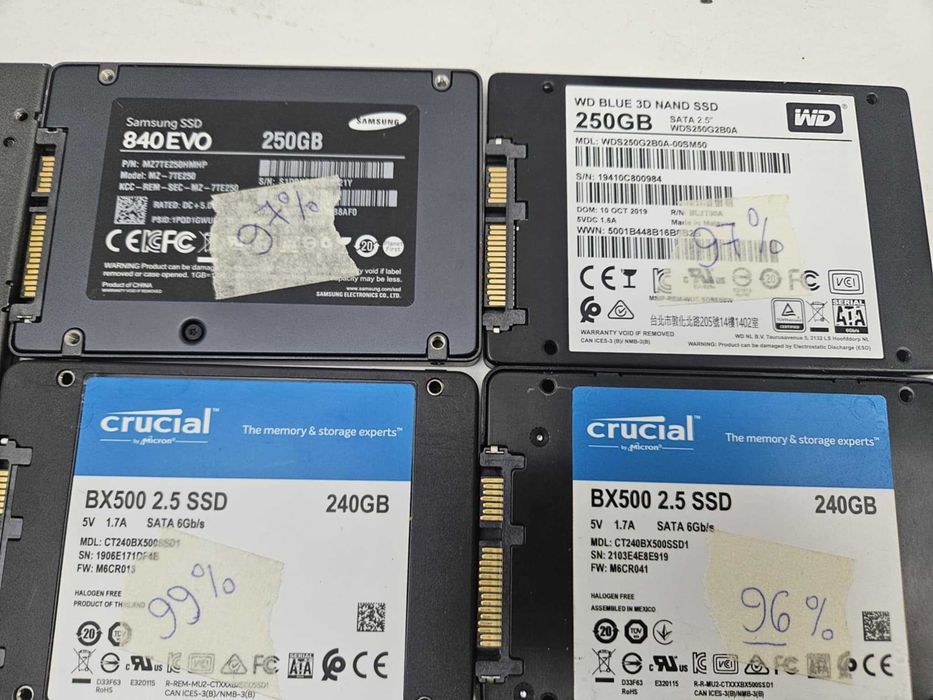 2.5" inch SSD SATA 240GB 250GB 256GB Intel Samsung Kingston Crucial