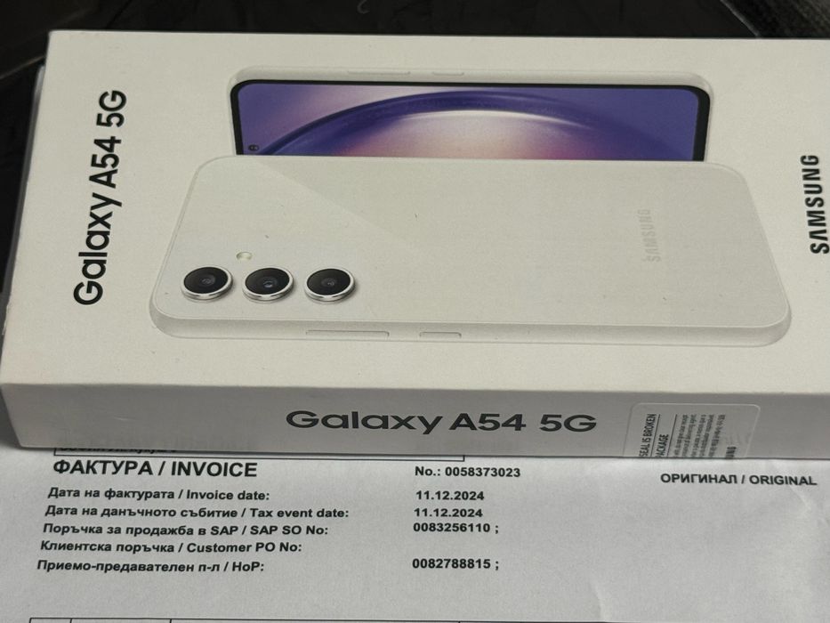 ЗАПЕЧАТАН 128GB Samsung A54 5G Vivacom Гаранция 2027г. White