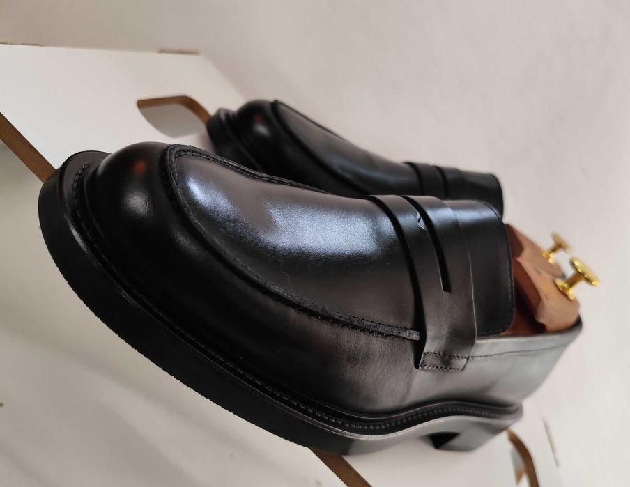 Pantofi loafer 44 44.5 penny ZARA NOI piele naturala negru