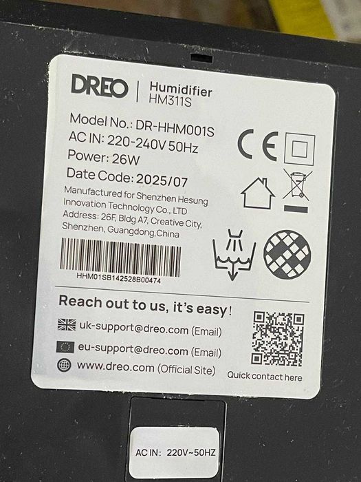 Umidificator 4L Dreo HM420S, ultrasonic, control prin aplicatie, aromaterapie, alb