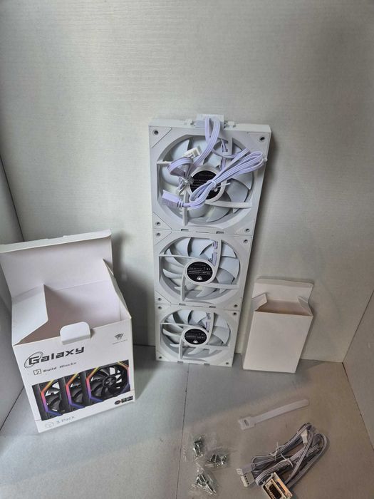 Set 3 Ventilatoare Jungle Leopard Galaxy 120mm ARGB White, Daisy Chain