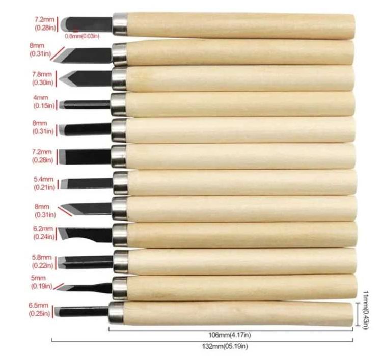 Набор резцов (ножей) по дереву 12 штук