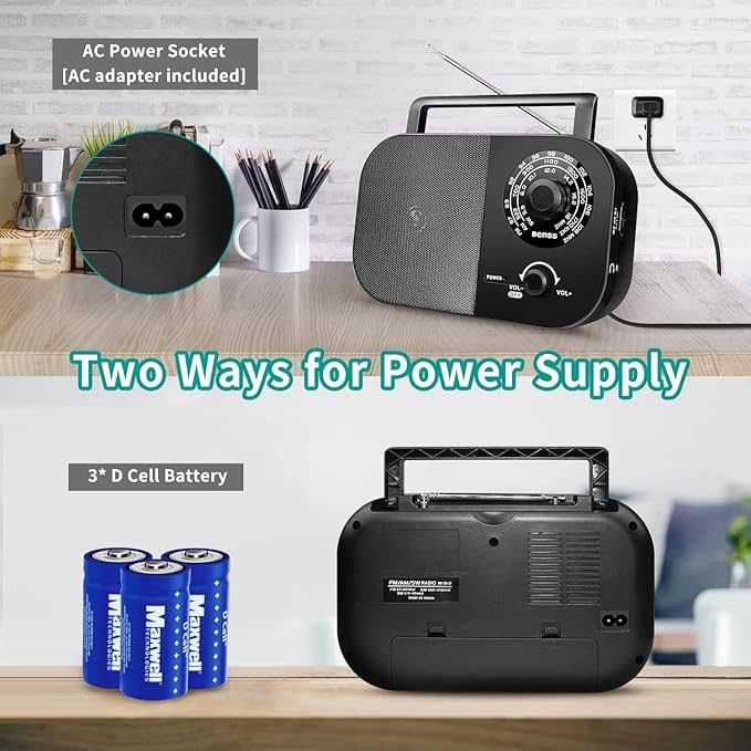 Benss Преносимо радио, AM FM радио с  голям високоговорител