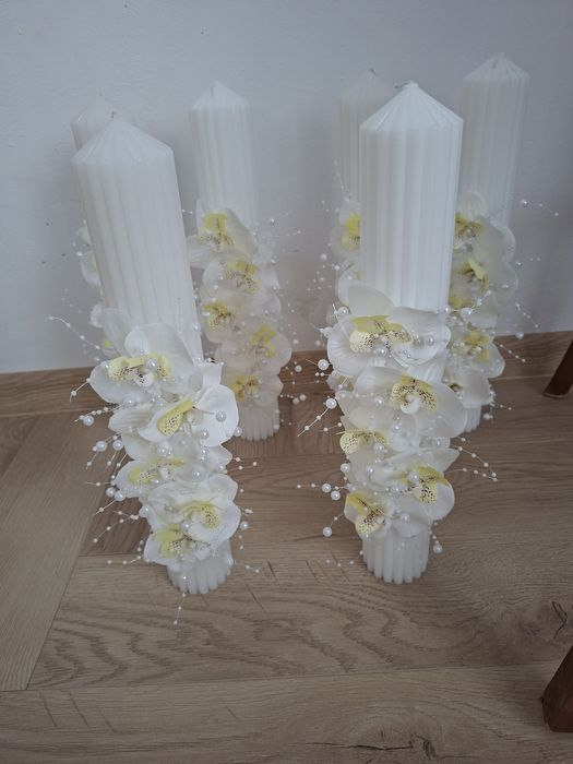 Set de 6 lumânări pentru nuntă , realizate manual ! Luxury Design !