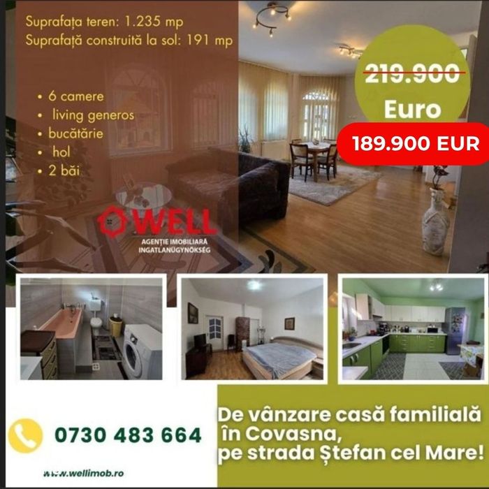 De vânzare casă familială cu etaj în Covasna pe strada Ștefan cel Mare