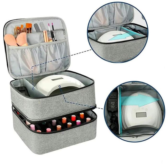 Преносима чанта за маникюр с гнезда за лакове