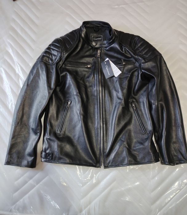 Куртка кожаная из натуральной воловьей кожи, цвет черный, винтажного к