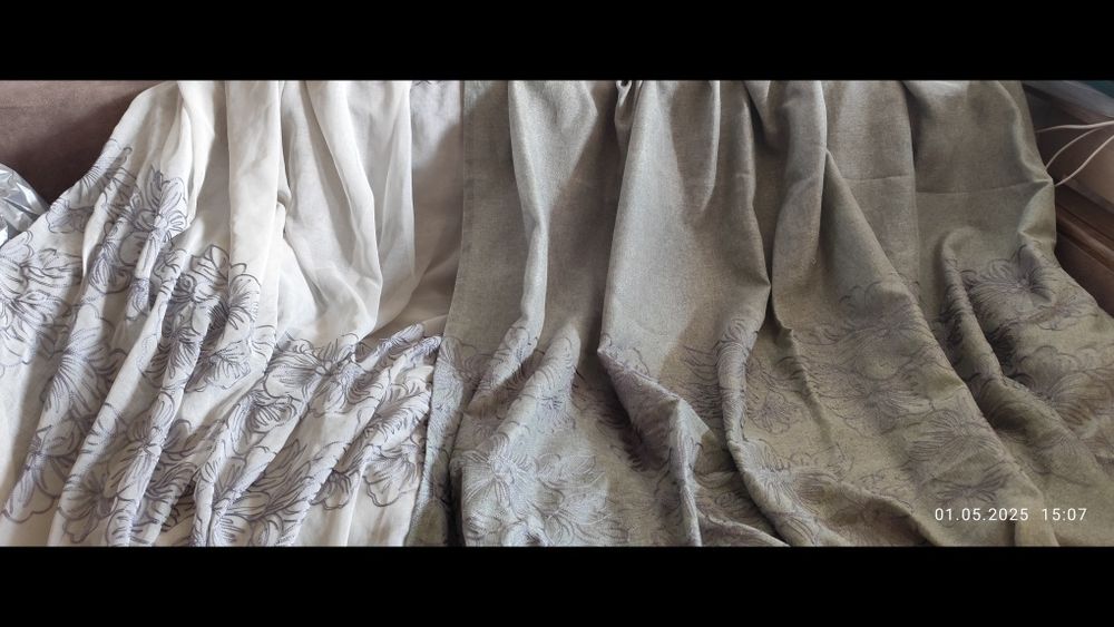 Продам шторы+ тюль лен.