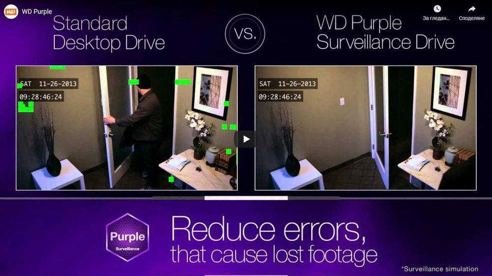 PC 1TB HDD Hikvision Western Digital Purple Хард Диск за Видеонаблюдение с Високо Натоварване 24/7 365 Non-Stop Надеждно Дългосрочно Съхранение Данни