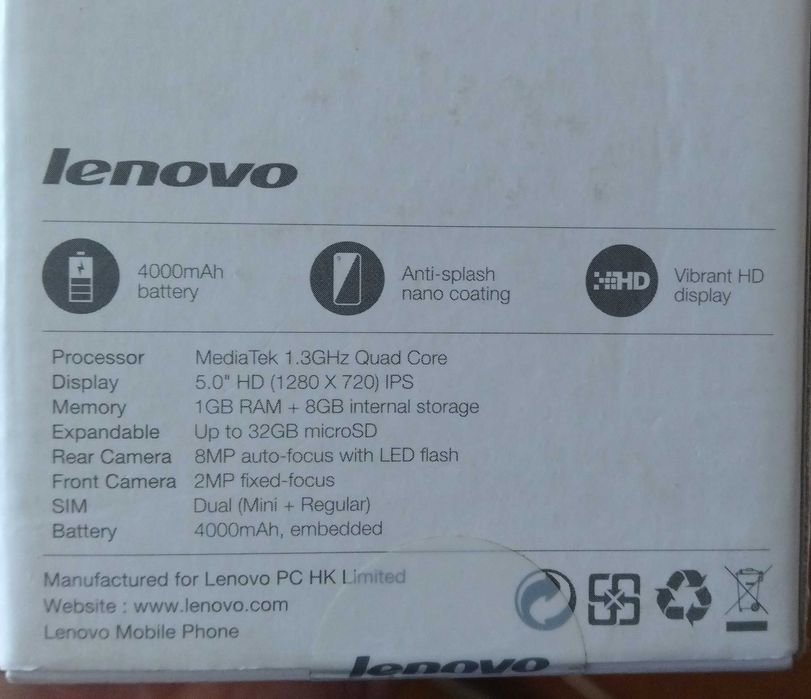 Продавам смартфон Lenovo A5000